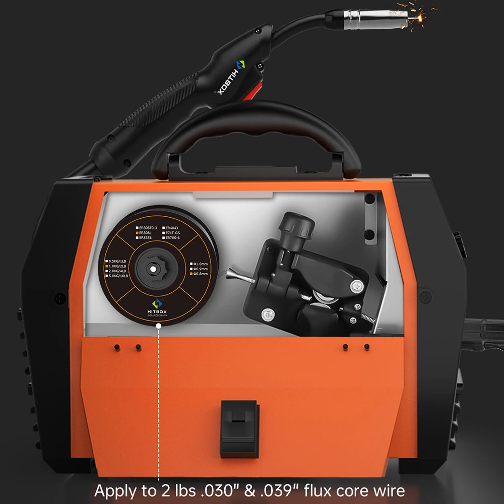 HITBOX MIG Welding Machine 220V 50/60Hz HBM1200 3 in 1 Semi-Automatic Inverter Welder Large Display ARC/MIG/Lift TIG Gasless Soldering Outdoor Home