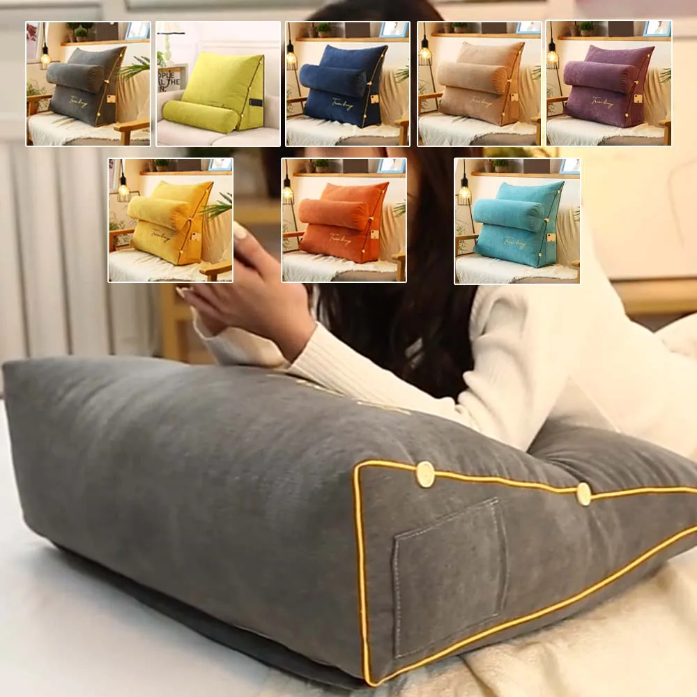 

Sofa Bedside Lumbar Back Cushion Triangle Reading Pillow Office for Bed Headboar Home Bed with Neck Pillow 45x45x20cm 소파쿠션 Cojín
