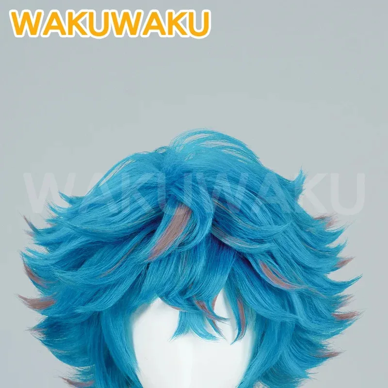♥   2025 جديد تأثيري في المخزون لعبة WakuWaku النساء 35 سنتيمتر قصيرة الأزرق الشعر غامض الموسم 2 Isha شعر مستعار تأثيري Fr ★ ☆ ly99