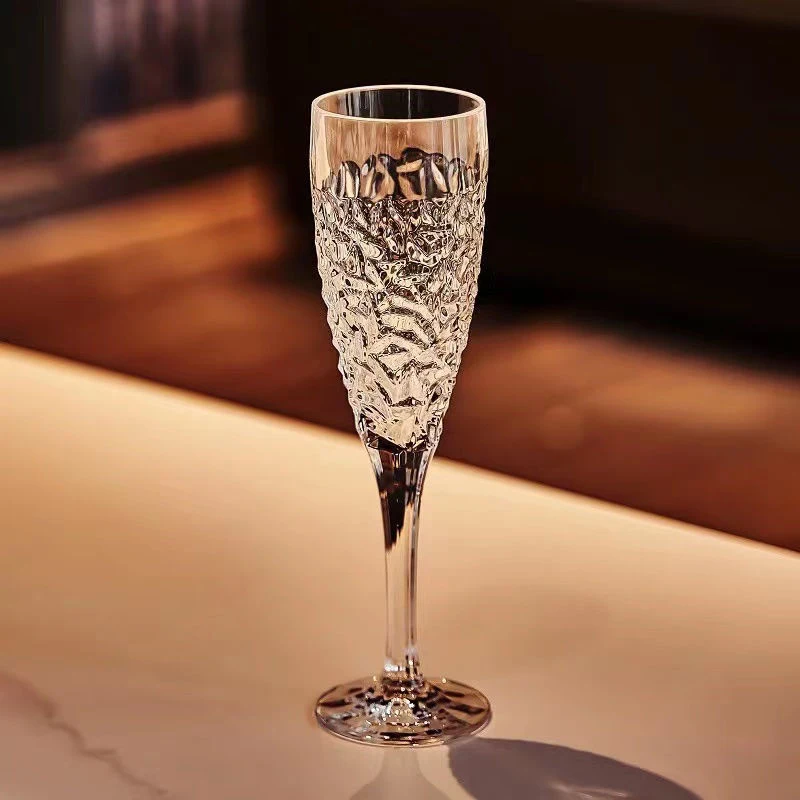 Cocktail Vintage Relief Champagne Transparent Glass Drinking Drinkware Wine Goblet Juice Lead-free Crystal Cup Luxury Glassware