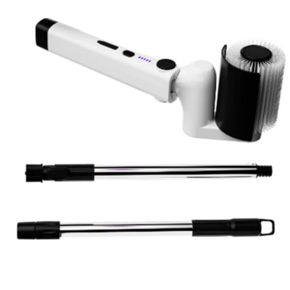 Cordless Electric Grill Brush with 3 Stainless Steel Wire Rollers and Adjustable Telescoping Pole for Grill Care