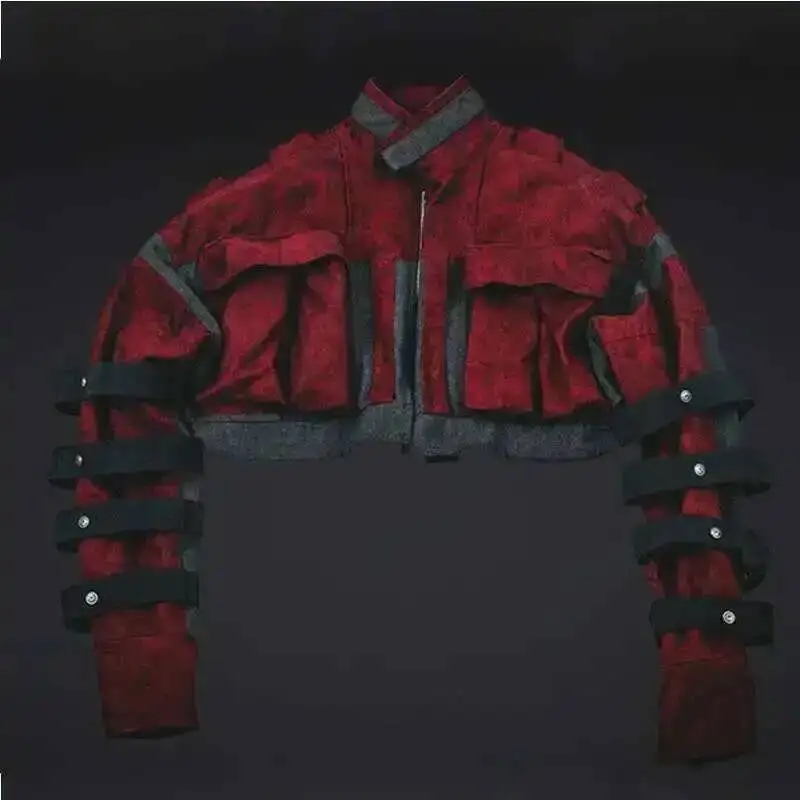 HKSH 2024 Spring Autumn Winter New Men Tide Punk Techwear Short Overcoat Jacket Fashion Chic Patchwork Coats Niche Design HK2916