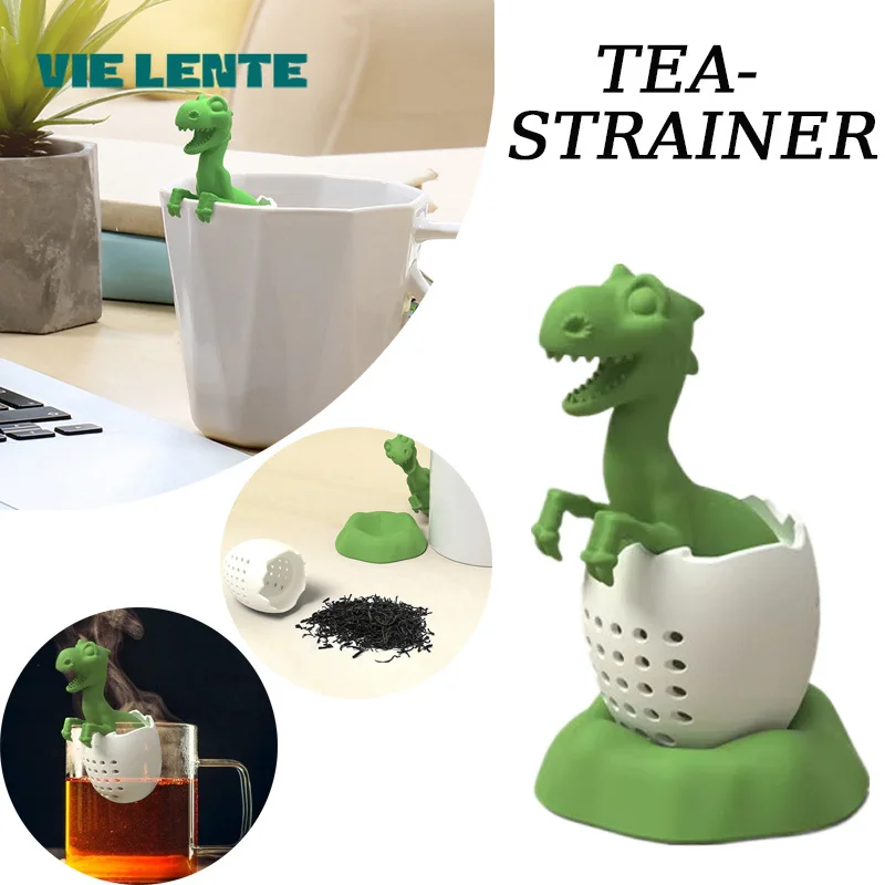 Silicone Tea Strainer 1pc Reusable Dinosaur Shaped Silicone Tea Infuser Animal Tea Bag Herbal Spice Diffuser Strainer VIE LENTE