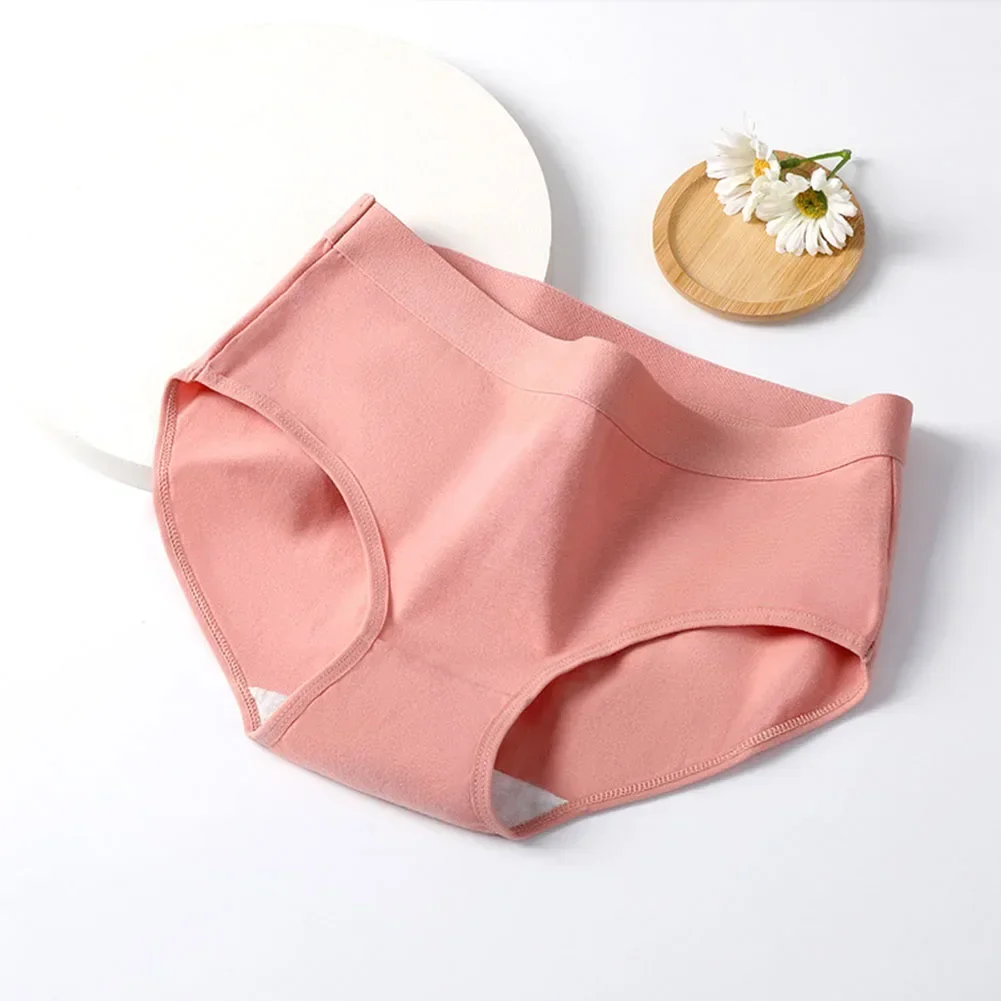 Women Briefs Cotton Comfortable Soft Panties Solid Color Moixture-wicking Underpants Breathable Soft Daily Underwear Simple