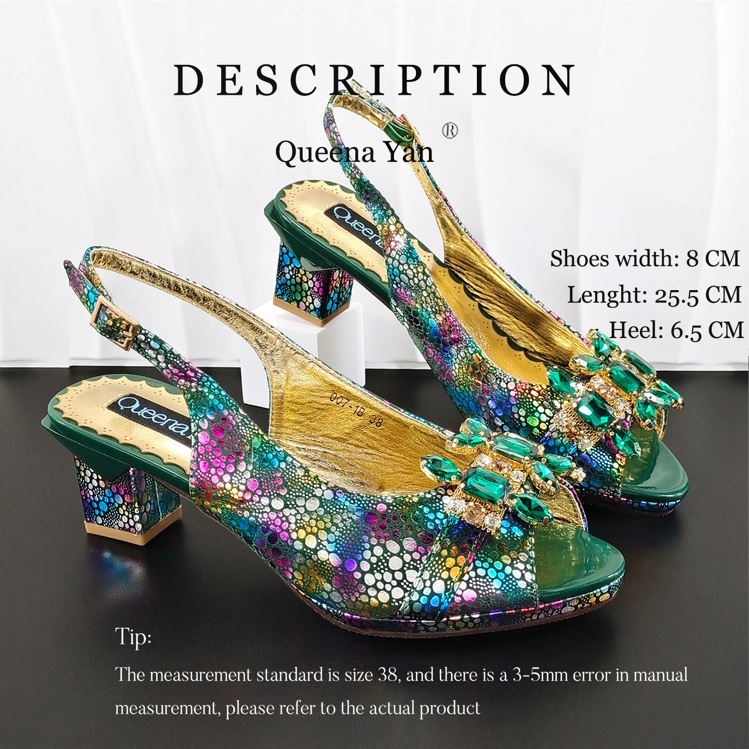 2026 New Elegant Rhinestone Peep Toe Women High Heels Sandals Italian Design with Coordinating Green Handbag Party Shoes and Bag - view 6