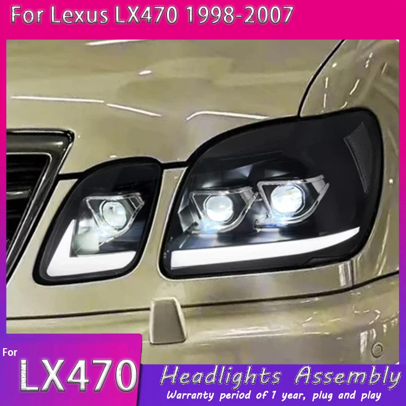 

Автомобильные фары для Lexus LX470, 1997-2007, светодиодные проекционные фары LX470, дневные ходовые огни, автомобильные аксессуары