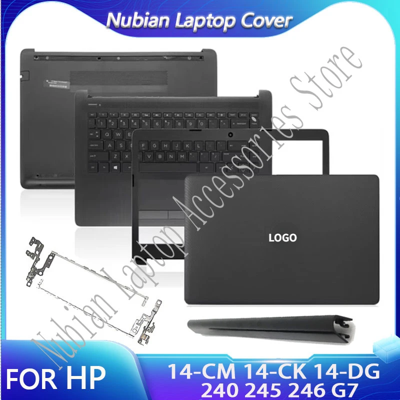 New For HP 14-CK 14-CM 14-DG 14Q-CS 240 G7 245 246 G7 LCD Back Cover/Front Bezel/Hinges/Palmrest/Bottom Case Black