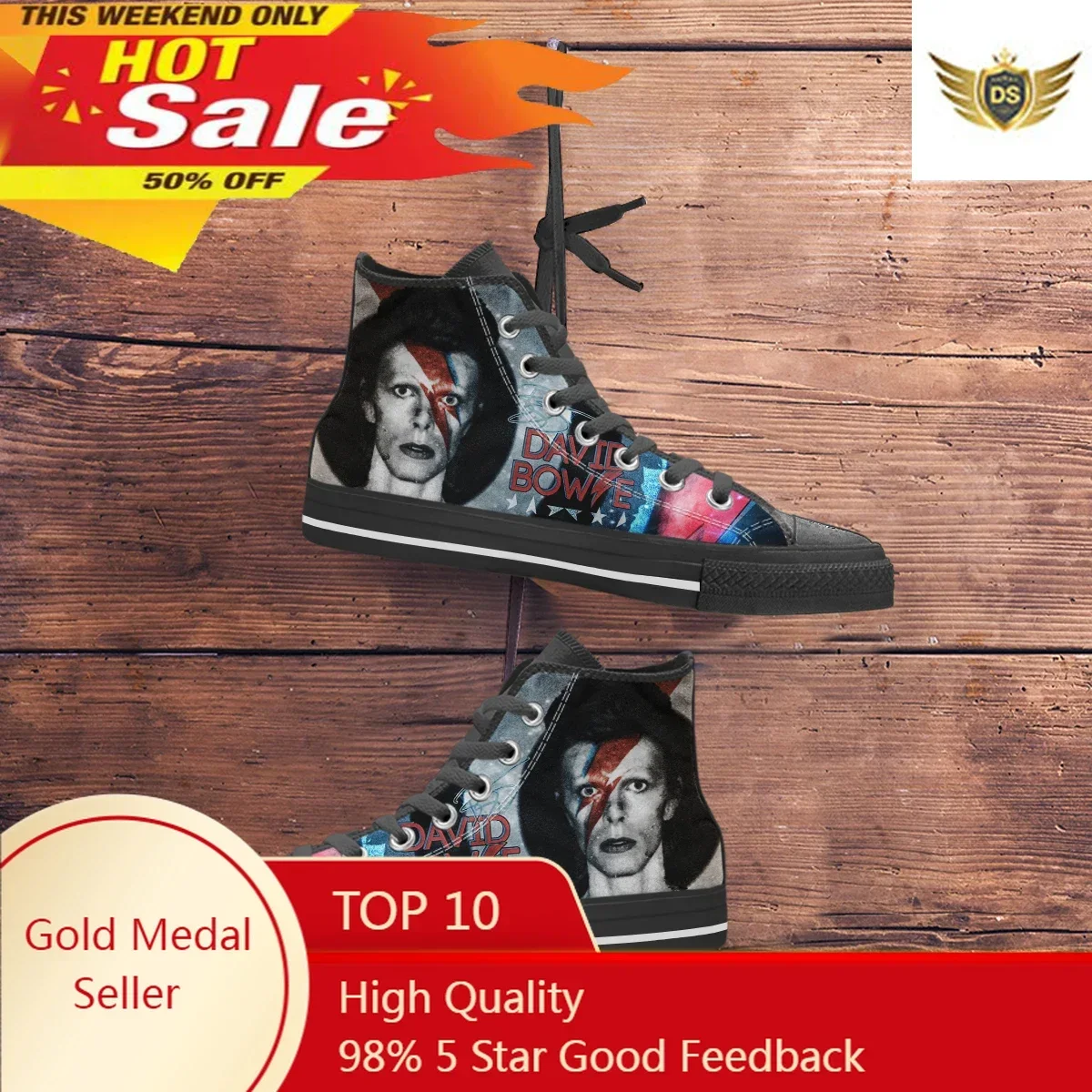 David Rock Star Singer Sneaker Classic Anti-slip High Top Round Toe Mens Shoes Custom Design Portable Lace Up Кроссовки New