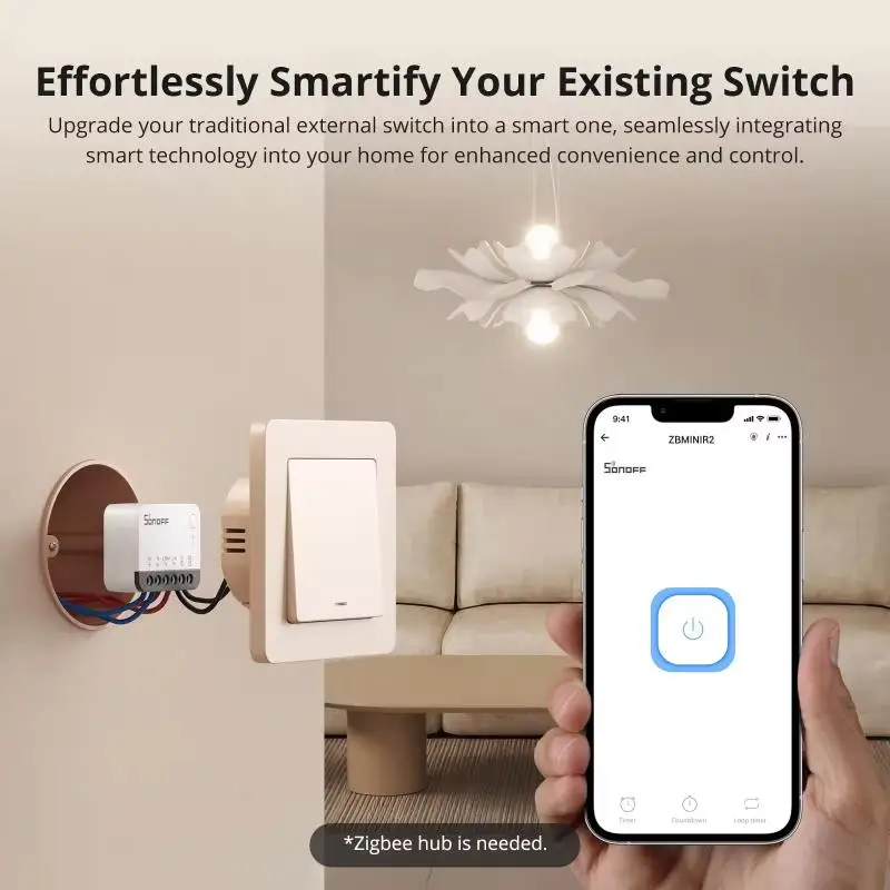 SONOFF ZBMINIR2 Extreme Zigbee3.0 Smart Switch Relè di staccare Dimensioni più piccole Segnale più ampio Il telecomando funziona con Alexa Google Home