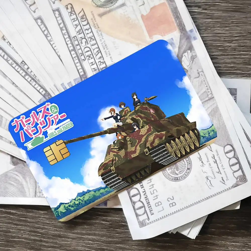Anime Girls Und Panzer Poster Credit Skin Cover Card Stickers 4PCS Film Bus Pass Front Decoration Bank Debit Waterproof