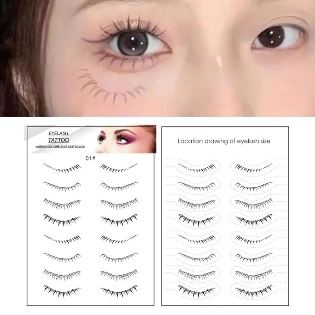 Pegatinas de tatuaje de pestañas inferiores naturales, pestañas impermeables desechables, simulación de ojos, gran extensión, herramientas de baja duración, Mak A4G3