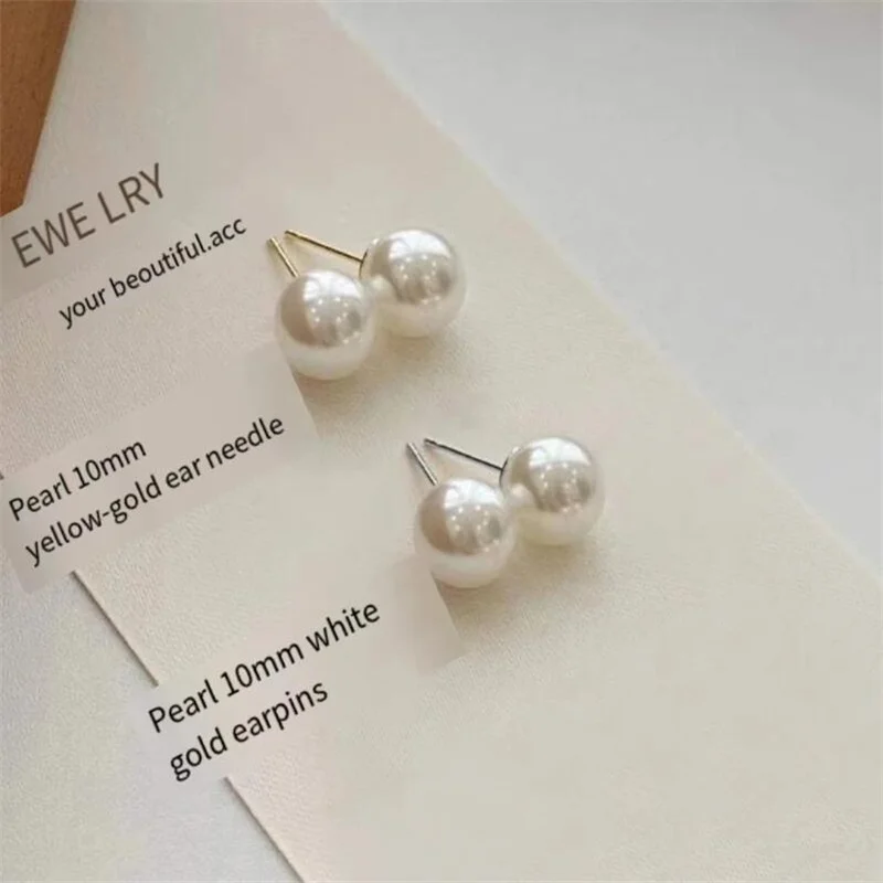 Senlissi- 18K Gold Needle Natural Freshwater White and Gray Pearl  4-12mm 925 Sterling Silver Stud Earrings for Women  Jewelry