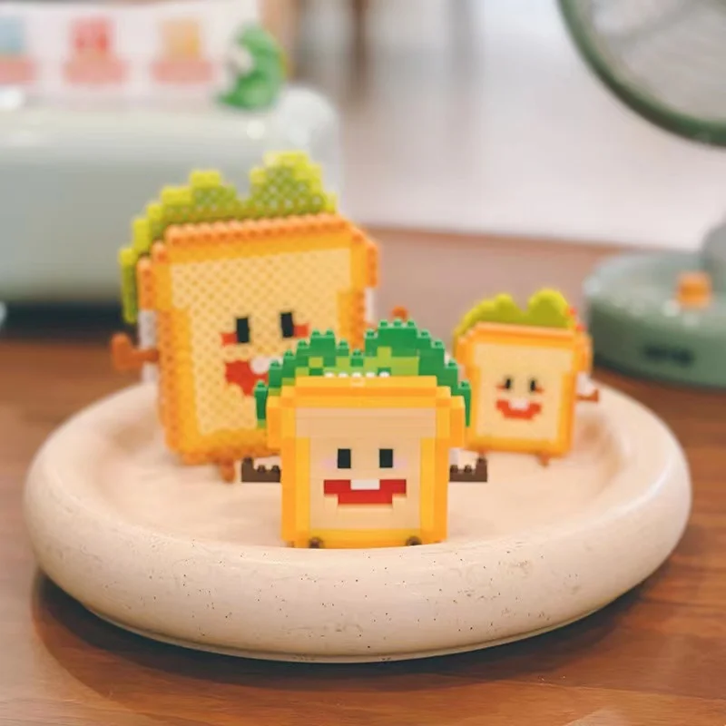 Cute Avocado Hamburger Pineapple Fruit Mini Bricks Toy French Fries Bread Sandwich Building Blocks Milk Drink Model Ornaments