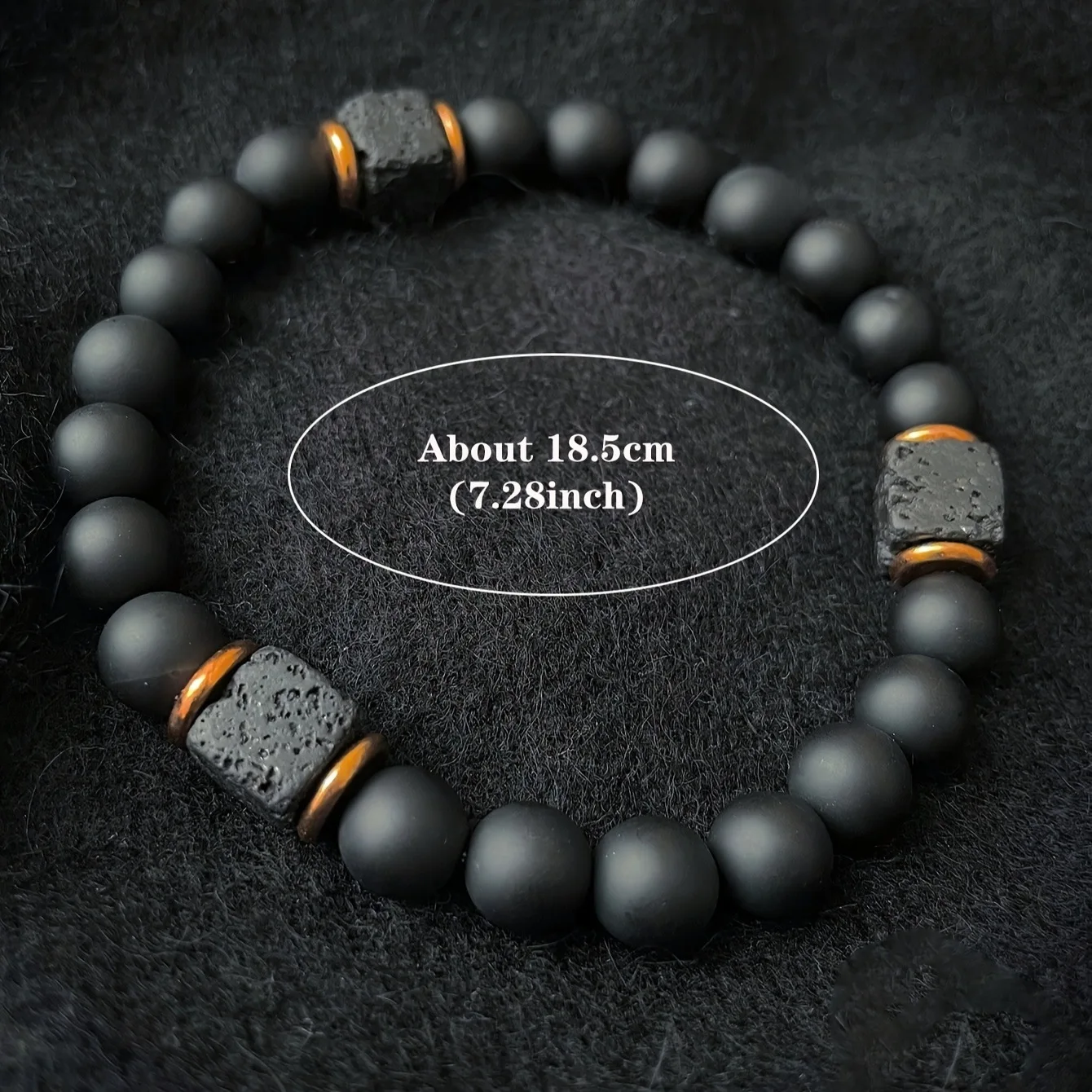 1 piece men's volcanic stone bracelet with black agate squares, stylish jewelry suitable for modern gentlemen