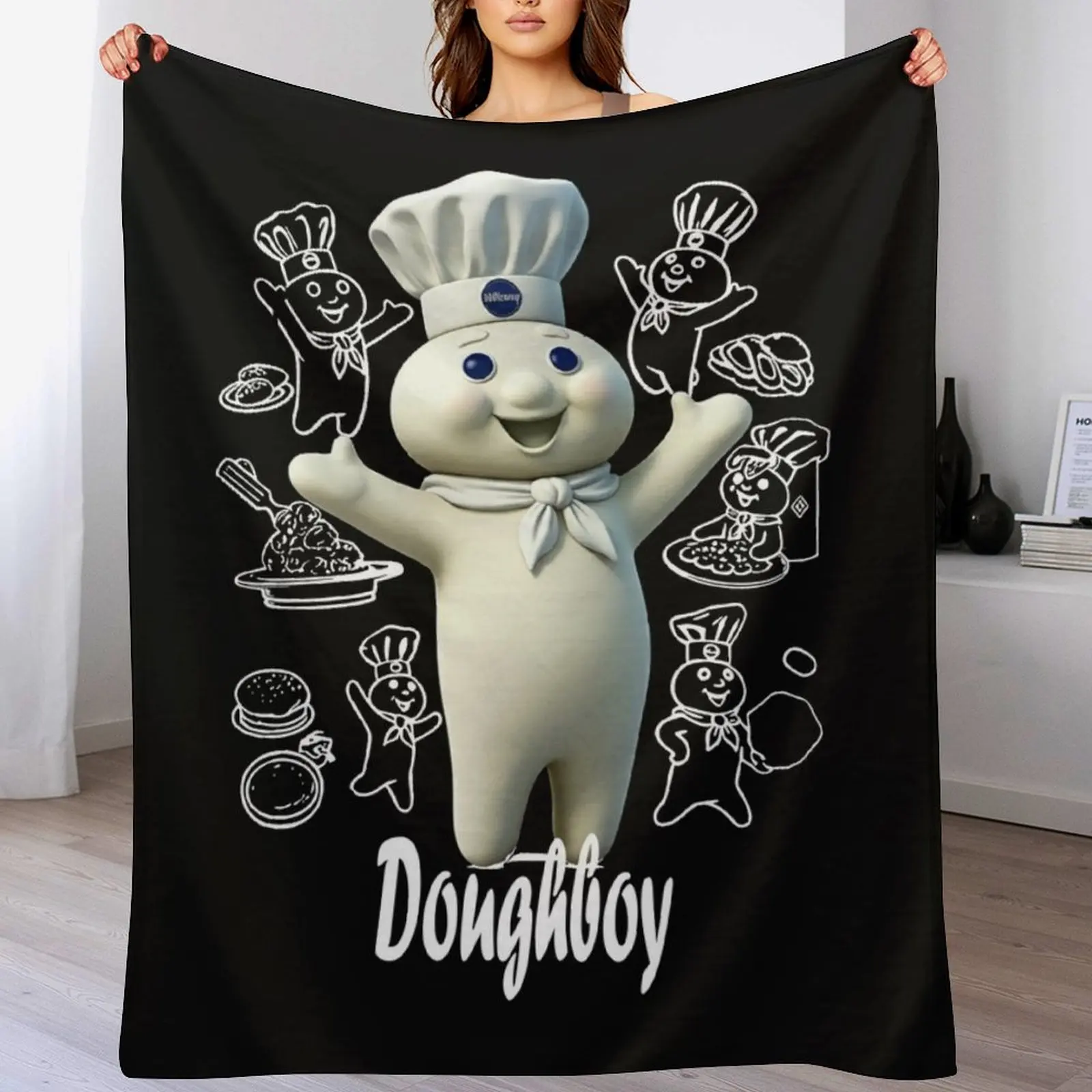 

Pillsbury Doughboy Funny Design The Dough Baking Costume Throw Blanket Breathable Lightweight Blanket for Adults Kids