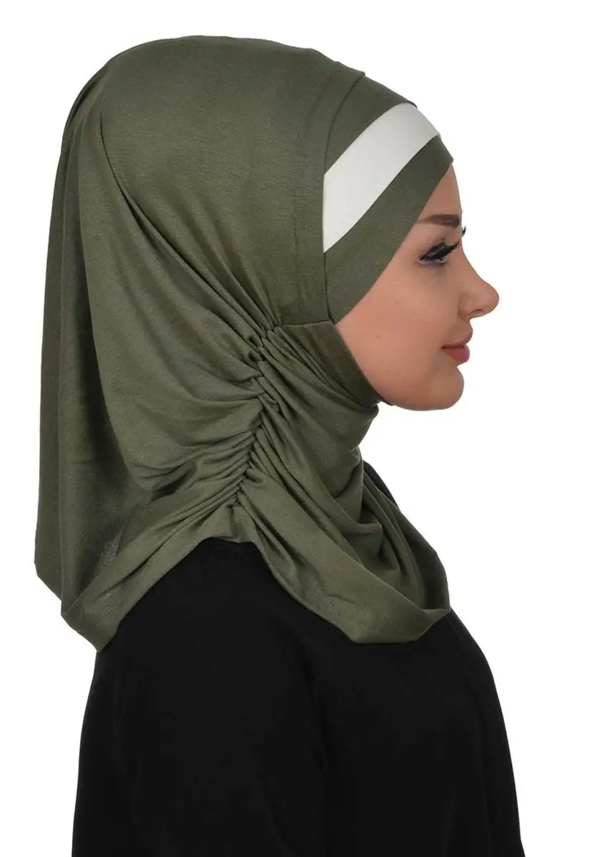 Conjunto de bufanda de doble color caqui