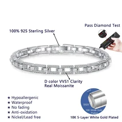 HORRIPAL D VVS1 Moissanite Tennis Bracelet for Women GRA 925 Sterling Silver Anniversary Wedding Party Sparkling Fashion Jewelry