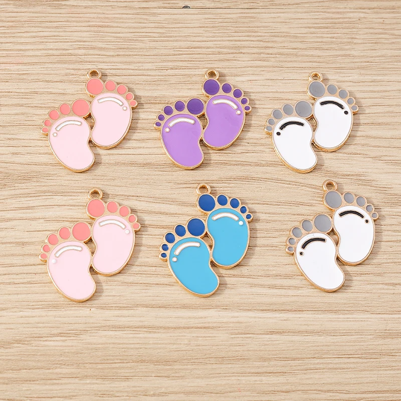 

10pcs 27x31mm Cute Enamel Footprint Charms Pendants for Jewelry Making Drop Earrings Necklaces Bracelets DIY Crafts Accessories
