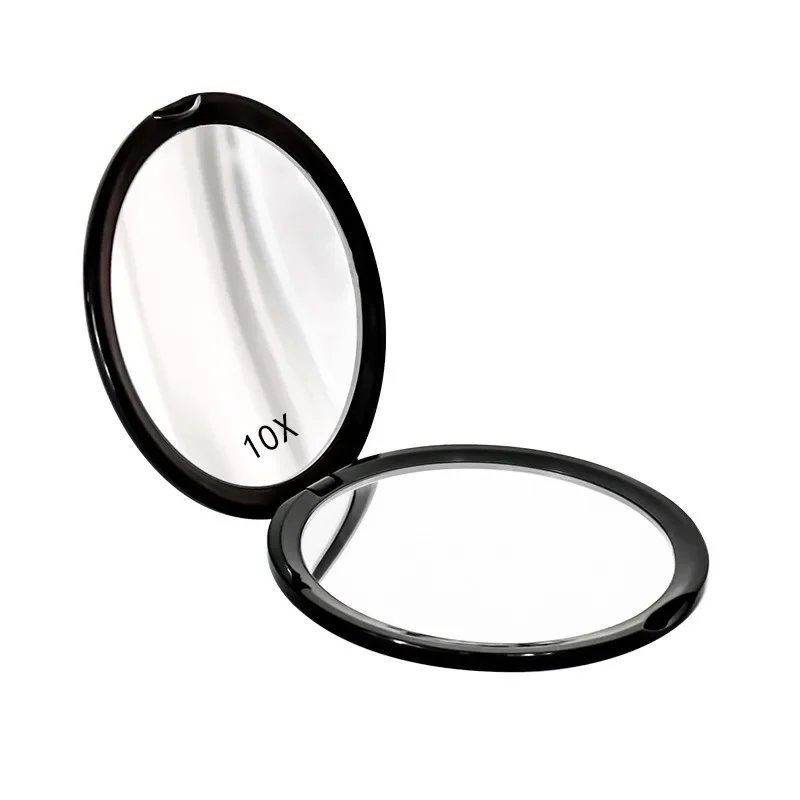 Handheld Portable Travel Makeup Mirror Double Sided 10x Magnifying Mirror Makeup Folding Round Mini Pocket Beauty Mirror Round