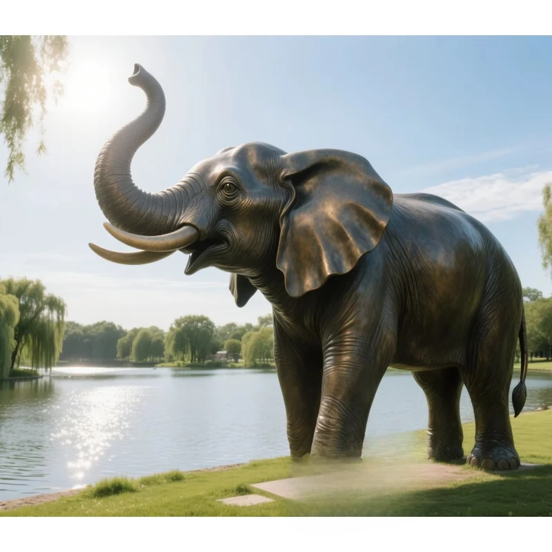 Zoo Outdoor Life Size Wildlife Bronze Elephant Sculpture