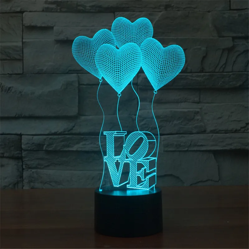 3D Love Balloons Light 7 Colors Change Art Sculpture Light USB Powered a Great Nightlight with a Soft Glow for Kids Gifts