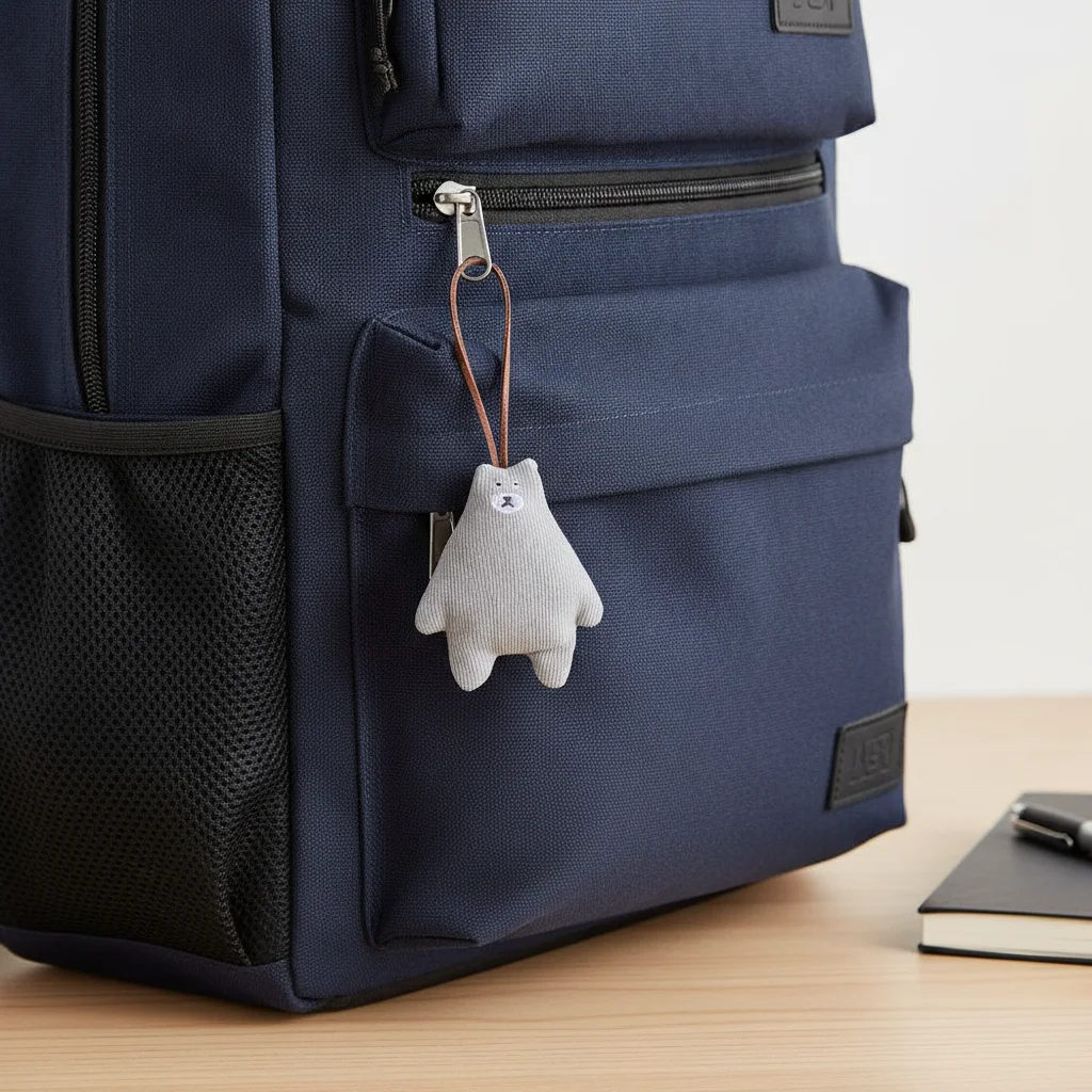 Soft Plush White Bear Doll Keychain INS Anti Loss Cartoon Doll Keyring Lovely Multifunctional Bear Name Plate Hanger
