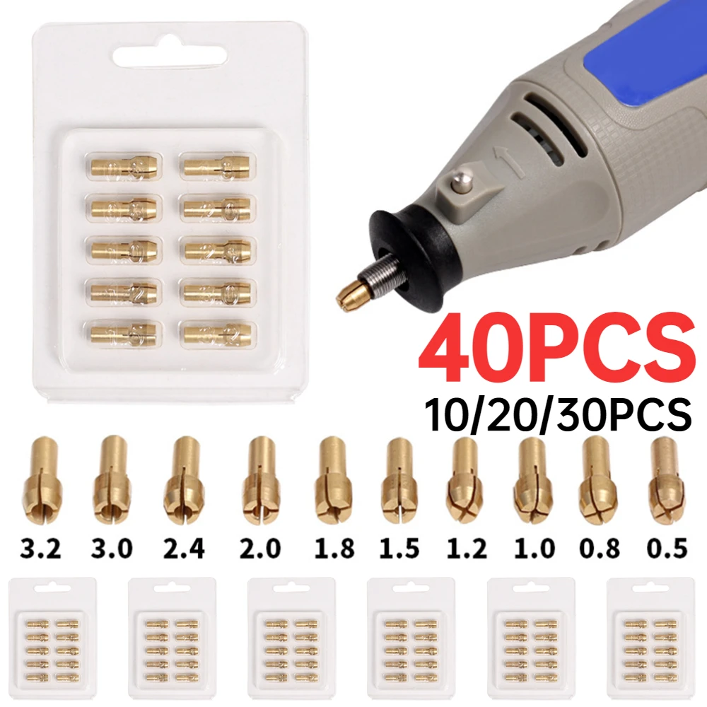 40-10PCS/Set 0.5-3.2mm Brass Dremel Collet Mini Drill Chucks For Electric Motor Shaft Drill Bit Tool Drill Chuck Adapter