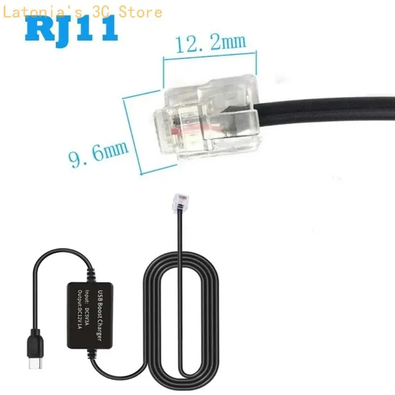 USB Current Increase Wire 5V To 12V USB to  RJ11 Energy Line For Vehicle security Equipment X3UB