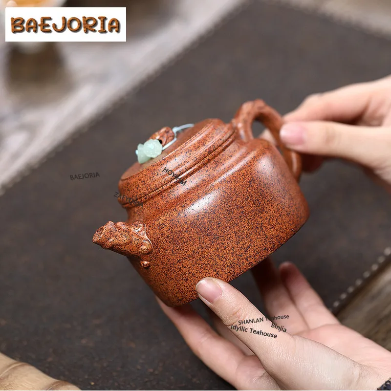 BAEJORIA 290ml Yixing Purple Clay Teapots Handmade Long Yunde Zhong Pot Raw Ore The Keel Gold Sand Tea Soaking Kettle Zisha Tea