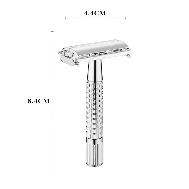 Alat cukur Manual Stainless Steel, kotak penyimpanan pisau kupu-kupu pria dengan cermin, pisau cukur kuno