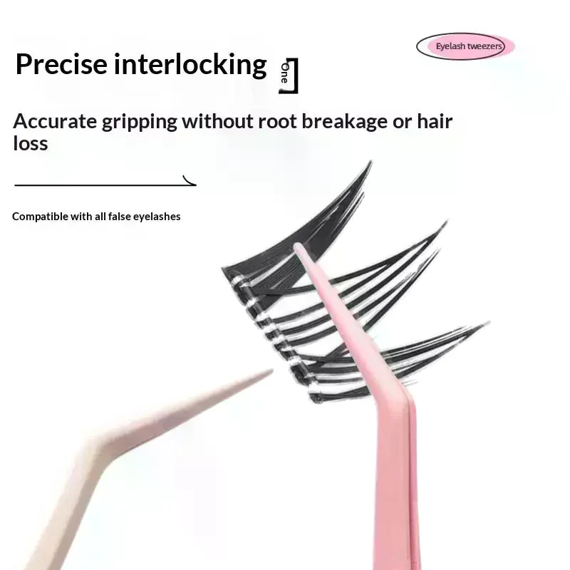 Glue-free Eyelashes Beginner Tools Anti-Stick Applicator No Glue Eyelashes Non Stick Coated Stainless Steel Tweezer 1Pcs