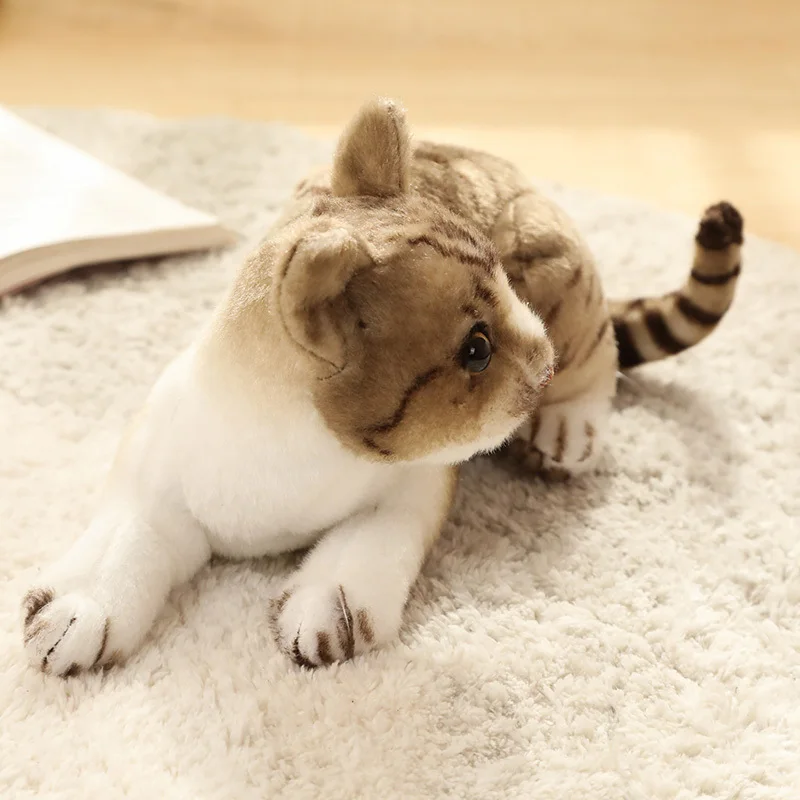 27 ~ 40 cm Wie Echte Katze Puppe Liegen Plüsch Tier Spielzeug Orange Grau Gefüllte Peluche Dekoration Geschenk Drop verschiffen