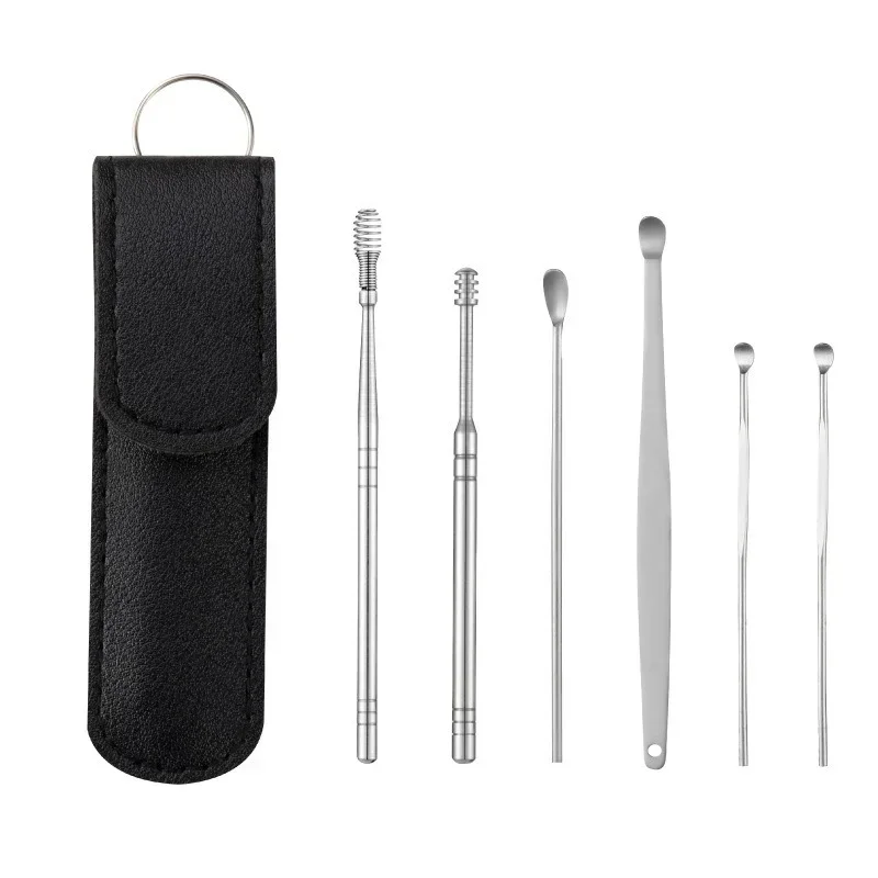 7Pcs/set Cleaning Earpick Ear Cleaner Earpick Sticks Wax Removal Tool Care Ear Cleanser Spoon Earwax Remover Curette Ear Pick