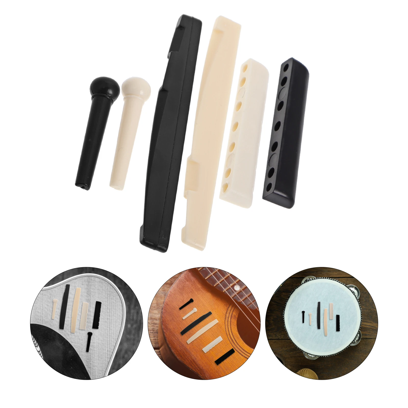 

Guitar Accessory Set Acoustic Pegs Bridge Pins Saddle Nut Puller Replacement for Guitars