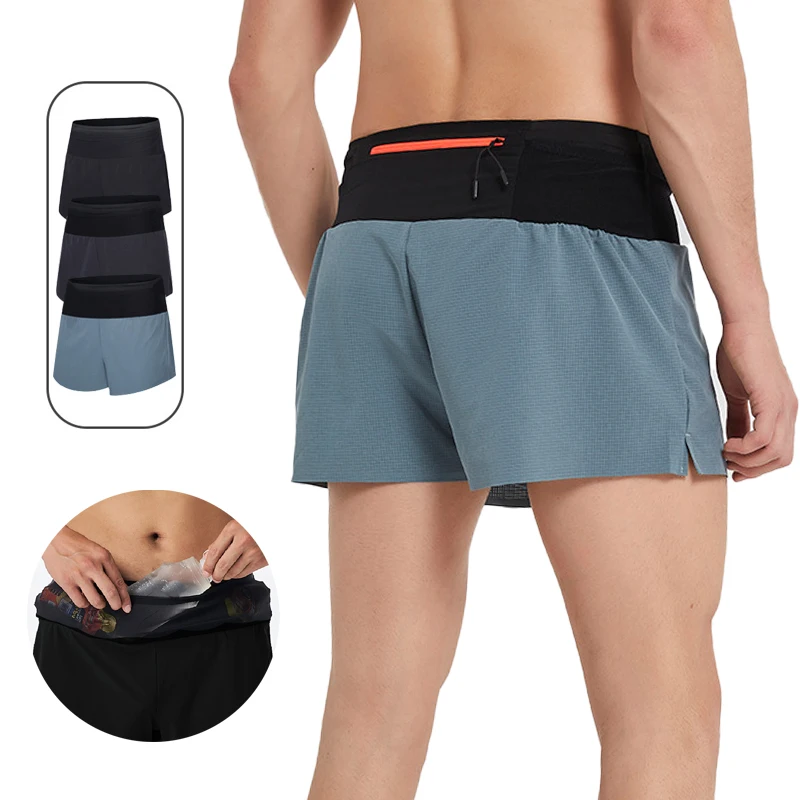 

(XS-3XL)Men Single Layer Quick Dry Running Shorts Lightweight Gym Marathon Training Sport Shorts 3" Inseam Non-Chafing