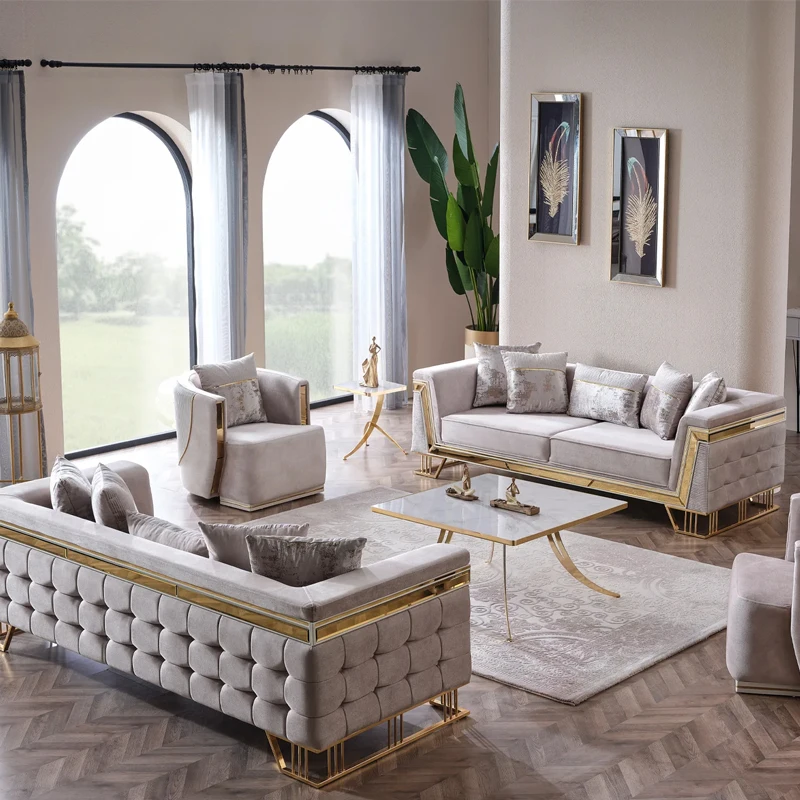 Sofá de luxo moderno design sala de estar shopping tecido combinação macia sofá