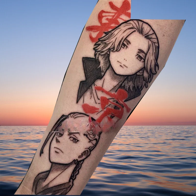 

Tokyo Revenger Anime Temporary Tattoos Manjiro Sano Draken Transfer Tattoo Body Art Waterproof Fake Tatoo Stickers for Woman Men