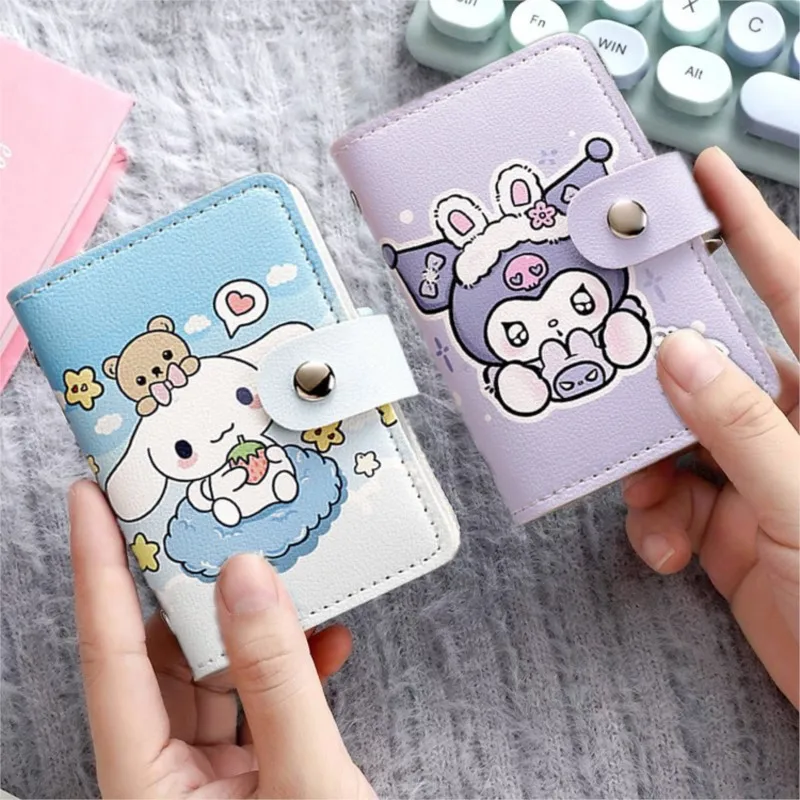 Cartoon Sanrio Kuromi przenośny torba na karty Cinnamoroll moja melodia dziewczynka duża pojemność 22 pozycji karty identyfikator karta pamięci