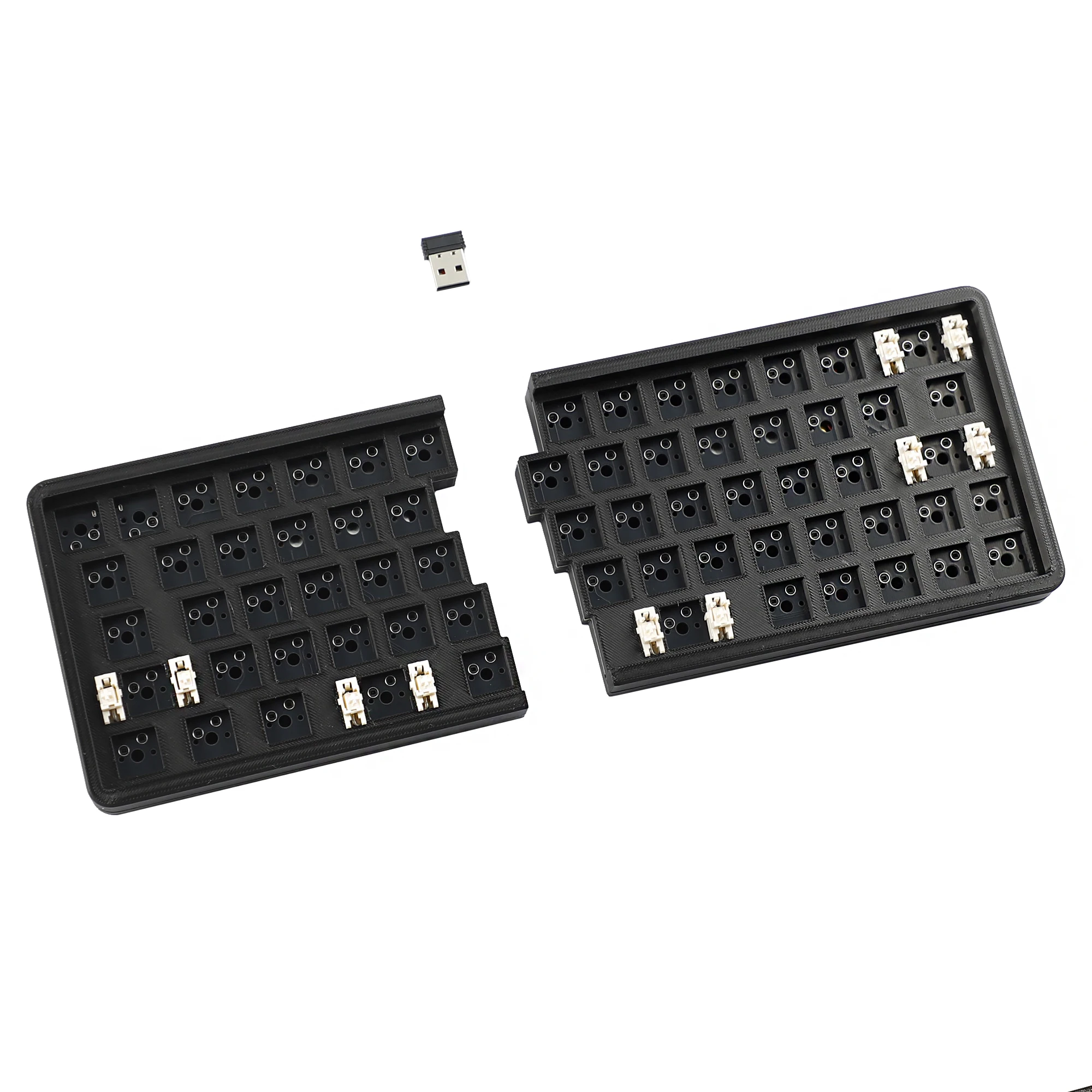YMDK 60% W64 66 Keys Wireless Split Keyboard 2.4Ghz Ergonomic Hotswappable PLA Vial Programmable Independent Gaming Kit