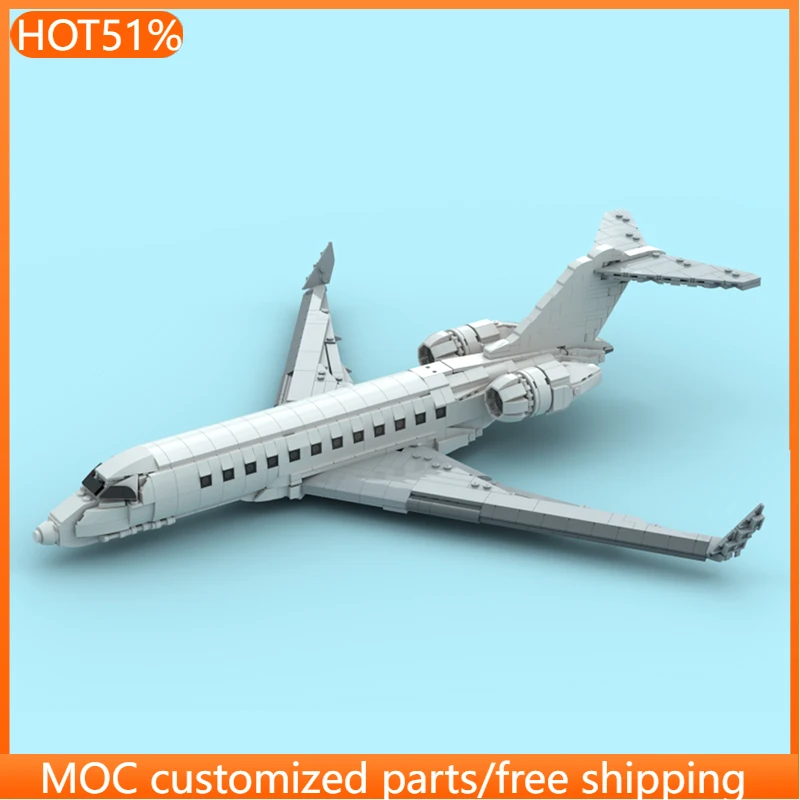 1177 pièces de briques d'avion Global 6000 MOC, blocs de construction modulaires personnalisables, technologie créative pour enfants, jouet DIY pour garçon, cadeau d'anniversaire