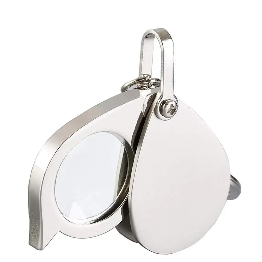 Mini Portable 15x Magnifier With Keychain Foldable Optical Glass Magnifying Glass  Office Travel