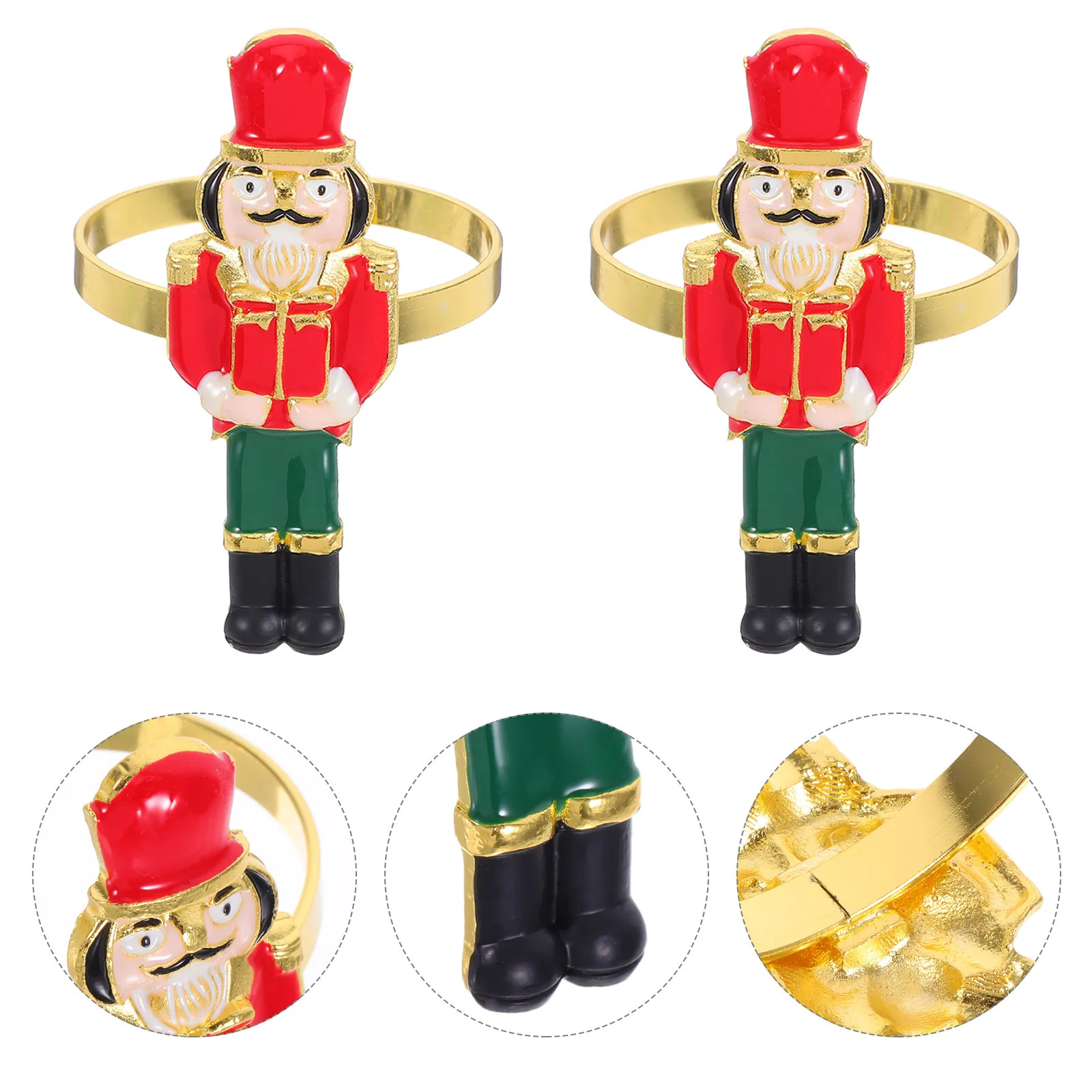 

4Pcs Nutcracker Napkin Rings Christmas Table Adornment Elegant Dining Decoration for Parties Mother's Day Father's Day