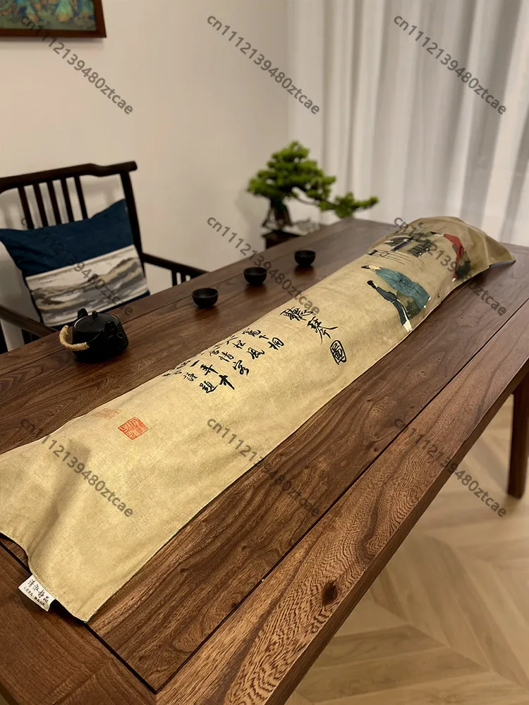 Double Layer Thickened Guqin Dust Cover Two Sides Printed Retro Zen Style Dustproof Protective Cloth