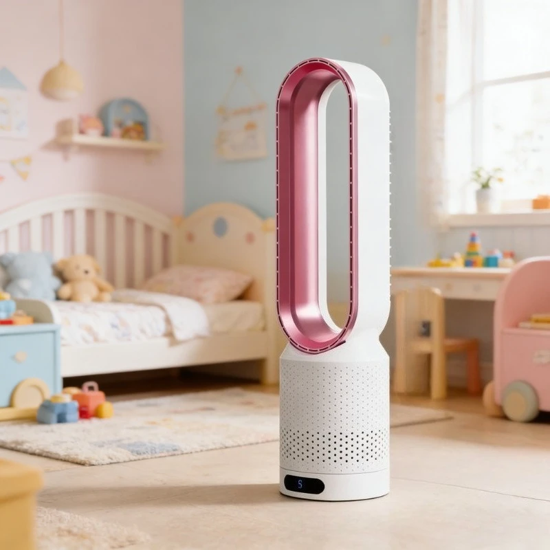 8-Speed Smart Bladeless Fan Intelligent Timing 90° Oscillation Remote Control Quiet Air Cooling Fan for Home Living Room Office