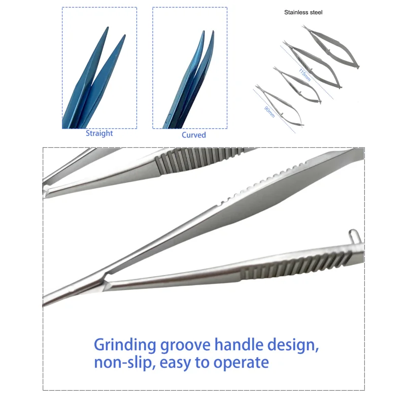 Titanium Micro Eyelid Iris Scissors Sharp Tips Double Head Ophthalmic Surgical Instrument