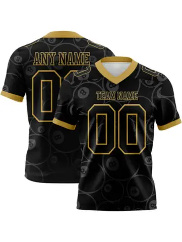 Custom Name Number 8 Ball Pool Sport Jersey Men Black Gold V Neck Short Sleeve Tee Personalized Team Casual Top T Shirt For Man