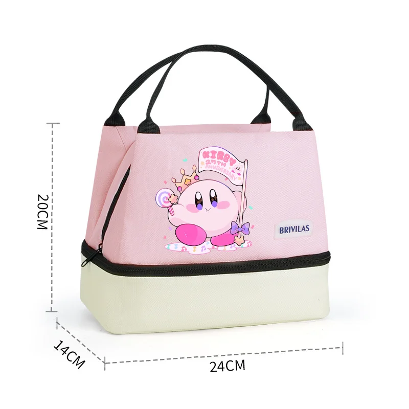 Star Kirbys Lunch Bags Kawaii Anime Color-Blocked Insulated Ice Handbag Fashion Women Office School Picnic Pink Bento Pouch Gift view 4