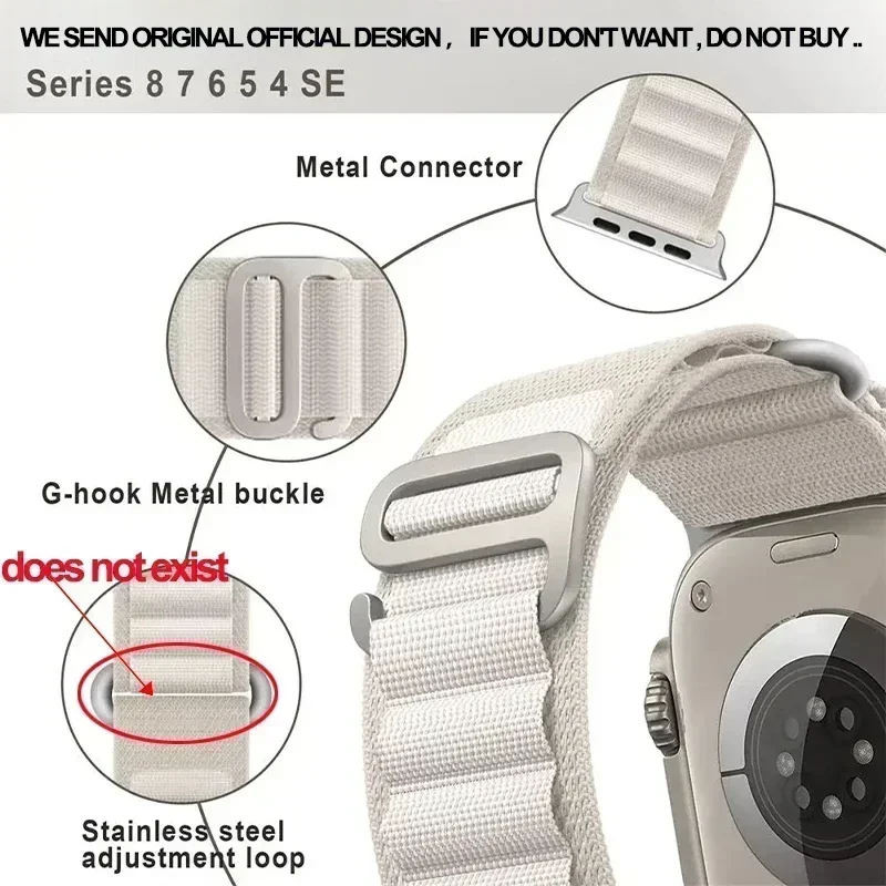 Alpine Loop Nylon Band For Apple Watch Strap 49mm 45mm 41mm 44mm 40mm 42mm 38mm Metal G-Hook Bracelet iWatch Ultra 34 5 SE 6 7 8 image 2