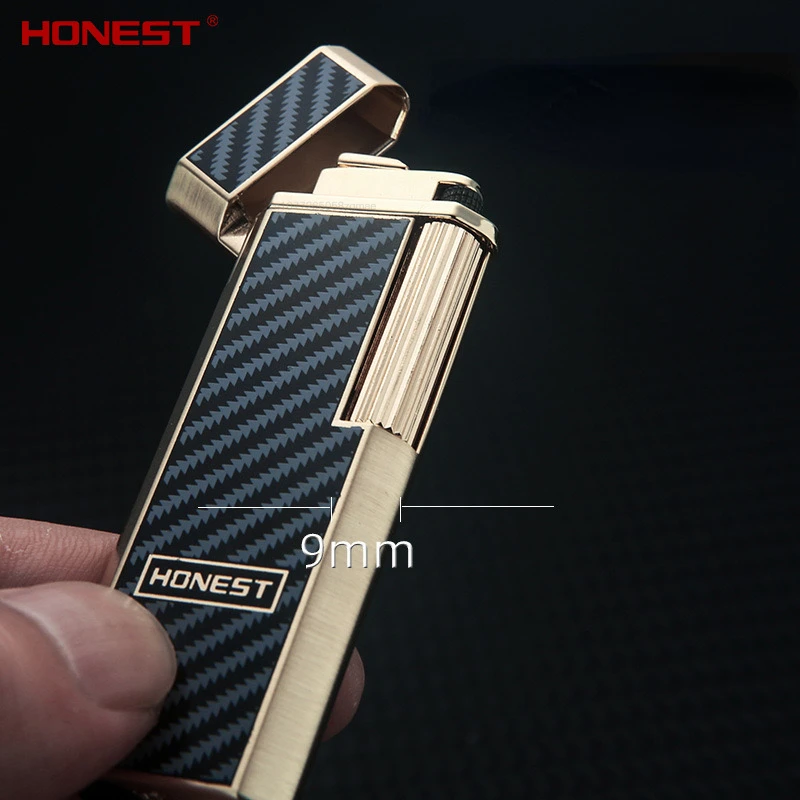 New Honest Butane Gas Windproof Lighter Portable Sliding Ignition Metal Grinding Wheel Lighter Men\'s Smoking Gift Gadget