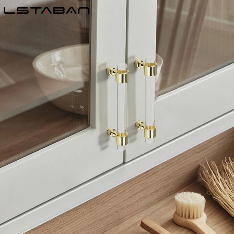 150 pcs 160 MM Hole Spacing Modern Transparent Acrylic Drawer Knobs Minimalism T bar Handle